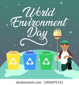Ilustración del vector del Día Mundial del Medio Ambiente Fondo Verde con globo, Hoja de flores
