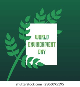 World Environment Day Vector illustration Green Background with Globe, Flowers  Leaf
