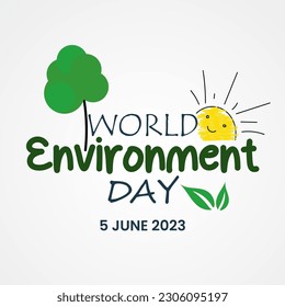 World Environment Day Vector illustration Green Background with Globe, Flowers  Leaf