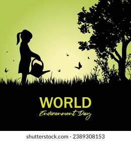 World Environment Day vector illustration. environment day concept with plant vector.