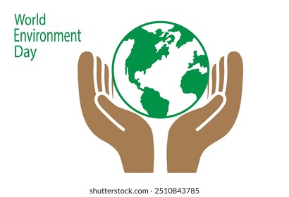 World Environment Day vector illustration. environment day concept with hand and globe vector	