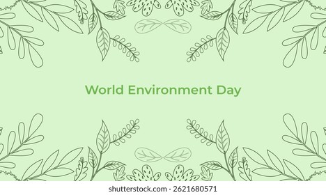 World Environment Day Vector Illustration Background with Globe Earth and Leaves 