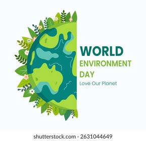 World Environment Day. Vector illustration of planet Earth on the theme of ecology. Poster, postcard