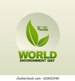 World environment day vector illustration. 5 June. Leaves simple green logo