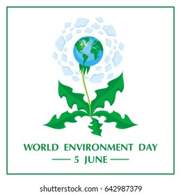 World Environment Day. Vector illustration with the image of planet Earth 