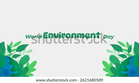 World Environment Day Vector Illustration Background with Globe Earth and Leaves 