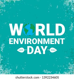 world environment day vector label or banner with earth globe isolated on azure background . 5 june celebration