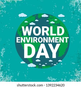 world environment day vector label or banner with earth globe isolated on azure background . 5 june celebration