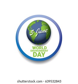 world environment day vector label or banner with earth globe isolated on white background