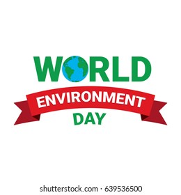 world environment day vector label or banner with earth globe isolated on white background