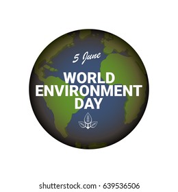 world environment day vector label or banner with earth globe isolated on white background