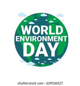 world environment day vector label or banner with earth globe isolated on white background