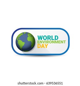 world environment day vector label or banner with earth globe isolated on white background