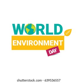 world environment day vector label or banner with earth globe isolated on white background