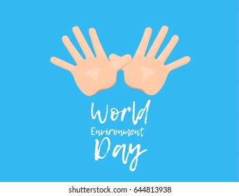World Environment Day vector poster. Hand gesture butterfly. Earth day concept. -stock vector