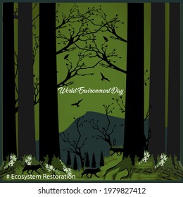 world environment day web banner design. illustration vector of forest