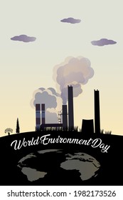 world environment day web banner design. pollution of the factory. illustration vector