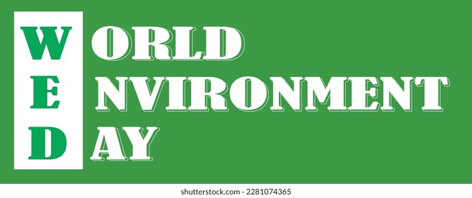 Texto blanco del Día Mundial del Medio Ambiente con ilustrador de vectores de fondo verde