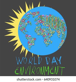 world environment day.earth. continents. symbol