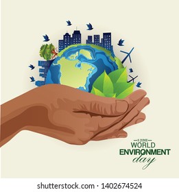 World Environment Day-earth ecological environment. Poster, cover, card, print design Environment Day. Vector illustration - Vector