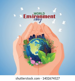 World Environment Day-earth ecological environment. Poster, cover, card, print design Environment Day. Vector illustration - Vector