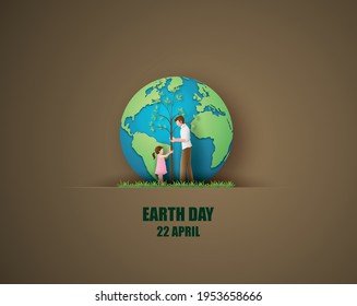 World environment and earth day concept with dad and daughter
plant a tree,paper cut , paper collage style with digital craft . - Shutterstock ID 1953658666
