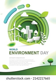 World environment and earth day concept with sustainable energy development-Paper cut design