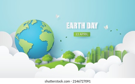 World environment and earth day concept, paper cut  style