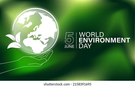 World environment and earth day concept. Hands holding globe, earth. Vector illustration template for logo design, banner, poster, flyer, sticker, postcard, etc.