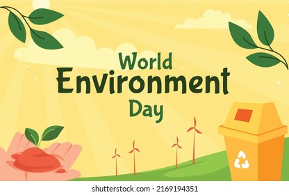 Weltumgebung und Earth Day Konzept Poster, Cover, Karte, Print Design Vektorgrafik. 