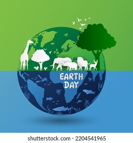 World environment and earth day concept with paper cut, paper collage style