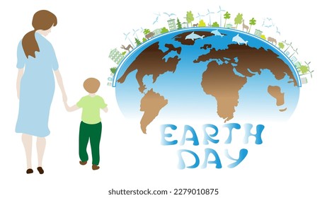 World environment and earth day concept  plant.The family takes care of the purity of the planet.