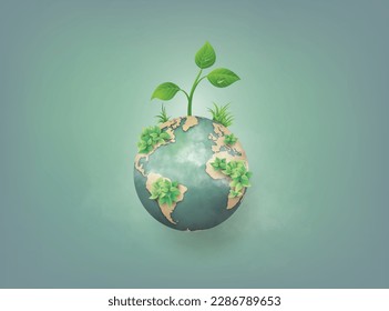 World environment and earth day concept, paper cut 3d .