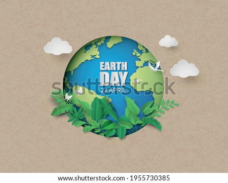  World environment and earth day concept ,paper cut , paper collage style with digital craft .