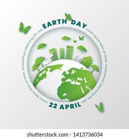 World environment and earth day concept,Paper cut 3d