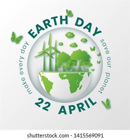 World environment and earth day concept,Paper cut 3d