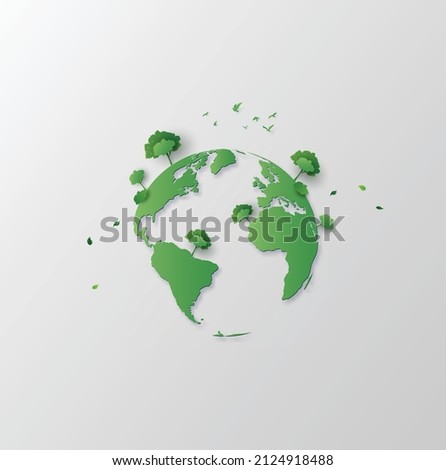 World environment and earth day concept,paper cut , paper collage style with digital craft .