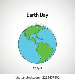 World environment and earth day. Happy family in a green environment. Text "Earth day April 22 - save our planet" Mother Earth Day. vector illustration