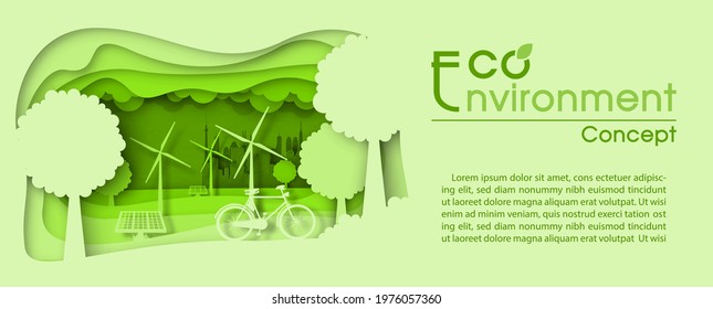 World Environment and economy concept's poster campaign in paper cut style and banner vector design.