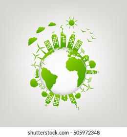 World environment and green city, Ecology friendly concept, vector illustration