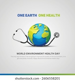 World environment health Day vector illustration. Concept with green earth with stethoscope. Global health awareness.