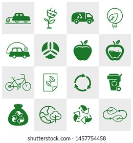 World environment icons Logo Concepts. World Ecology vector for web. Eco Vector Line Icons. Icons Electric Car, Global Warming, Forest, Organic Farming and more. Editable Stroke. Recycle Icon