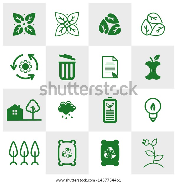 World environment icons Logo Concepts. World Ecology\
vector for web. Eco Vector Line Icons. Icons Electric Car, Global\
Warming, Forest, Organic Farming and more. Editable Stroke. Recycle\
Icon