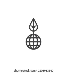 World environment leaf outline icon. linear style sign for mobile concept and web design. Ecology simple line vector icon. Symbol, logo illustration. Pixel perfect vector graphics