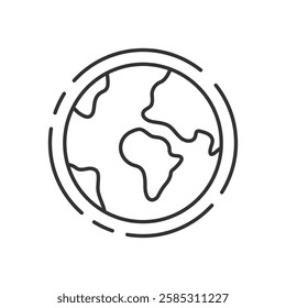World Environment Line Icon. Earth Planet Outline Icon. Editable Stroke. Isolated Vector Illustration.