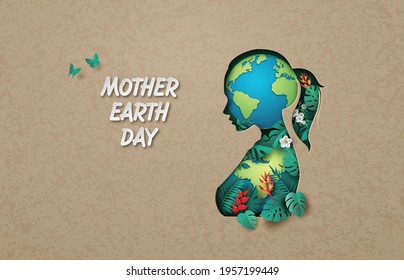 World environment and mother earth day concept,paper cut , paper collage style with digital craft .