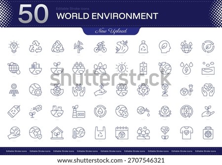 World Environment stroke icon. World Environment line icon set. editable stroke icon pack. Line, Thin, Linear Style Icon Bundle. Fully Customizable