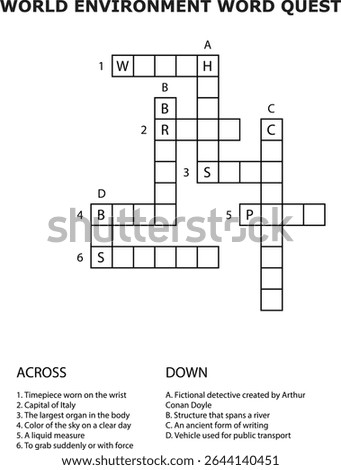 And World Environment Word Search Puzzle Game Activity Worksheet Quiz Crossword Grid Clues Answers