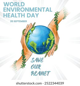 Dia Mundial da Saúde Ambiental, 26 de setembro, anúncios de banner, cartaz, folheto, design de modelo, projeto de modelo de mídia social do Dia Mundial da Saúde Ambiental. ilustração vetorial ou de estoque, arquivo eps.