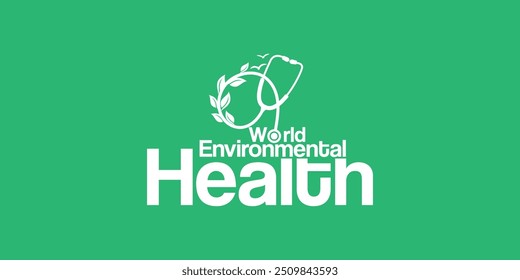 Día Mundial de la Salud Ambiental creativo verde natural ecológico ecológico concepto amigable con el medio ambiente concepto de diseño de fondo de redes sociales Anuncio Web de póster, Día Mundial de la Salud. Concepto de Concienciación Mundial sobre la Salud.